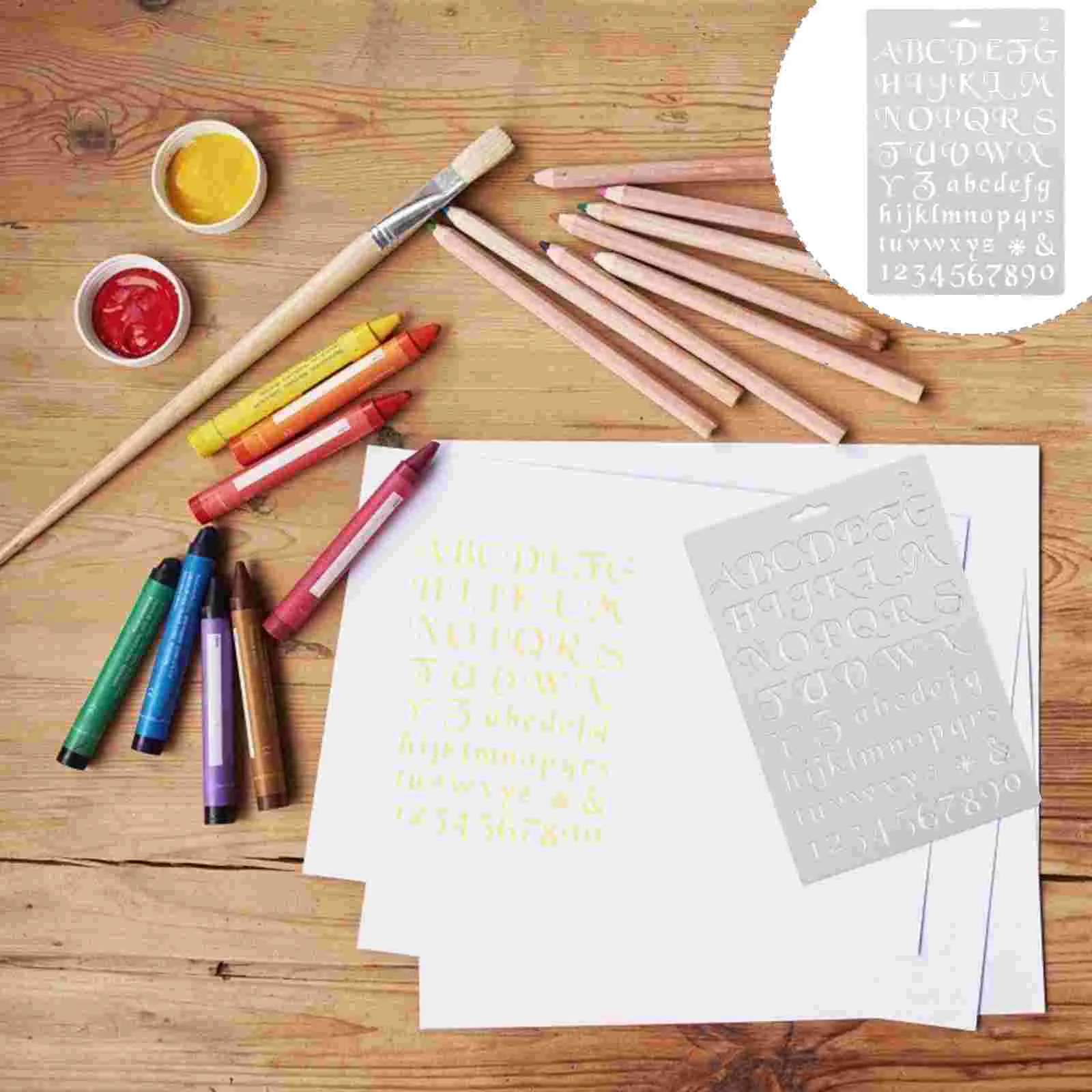 

12 Pcs Alphabet Painting Template Letter Stencils English PET Hollow Number Journal Plastic
