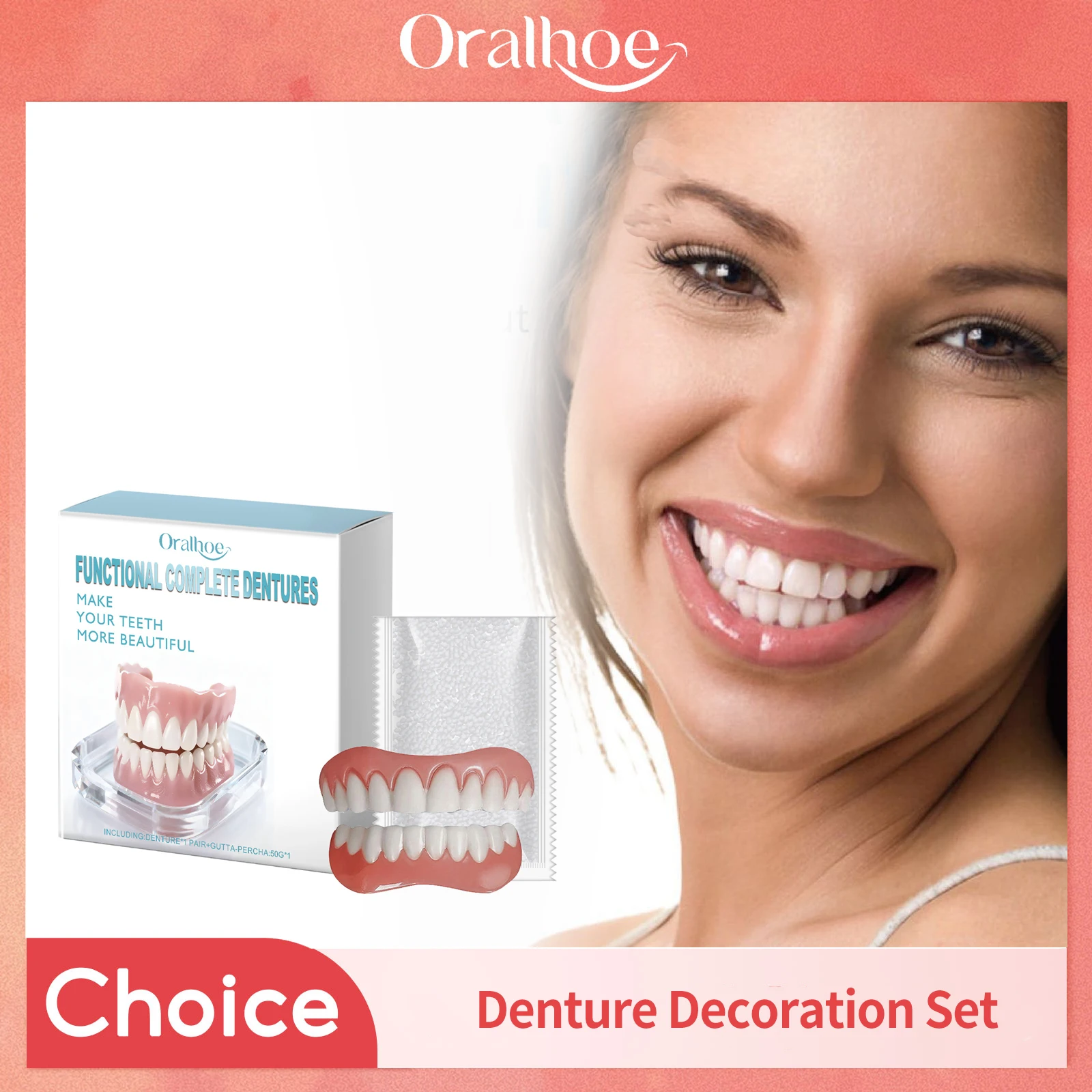 False Teeth Beauty Kits Temporary Orthodontic Upper Lower Dentures Oral Care Whitening Dentures Simulation Braces Comfortable