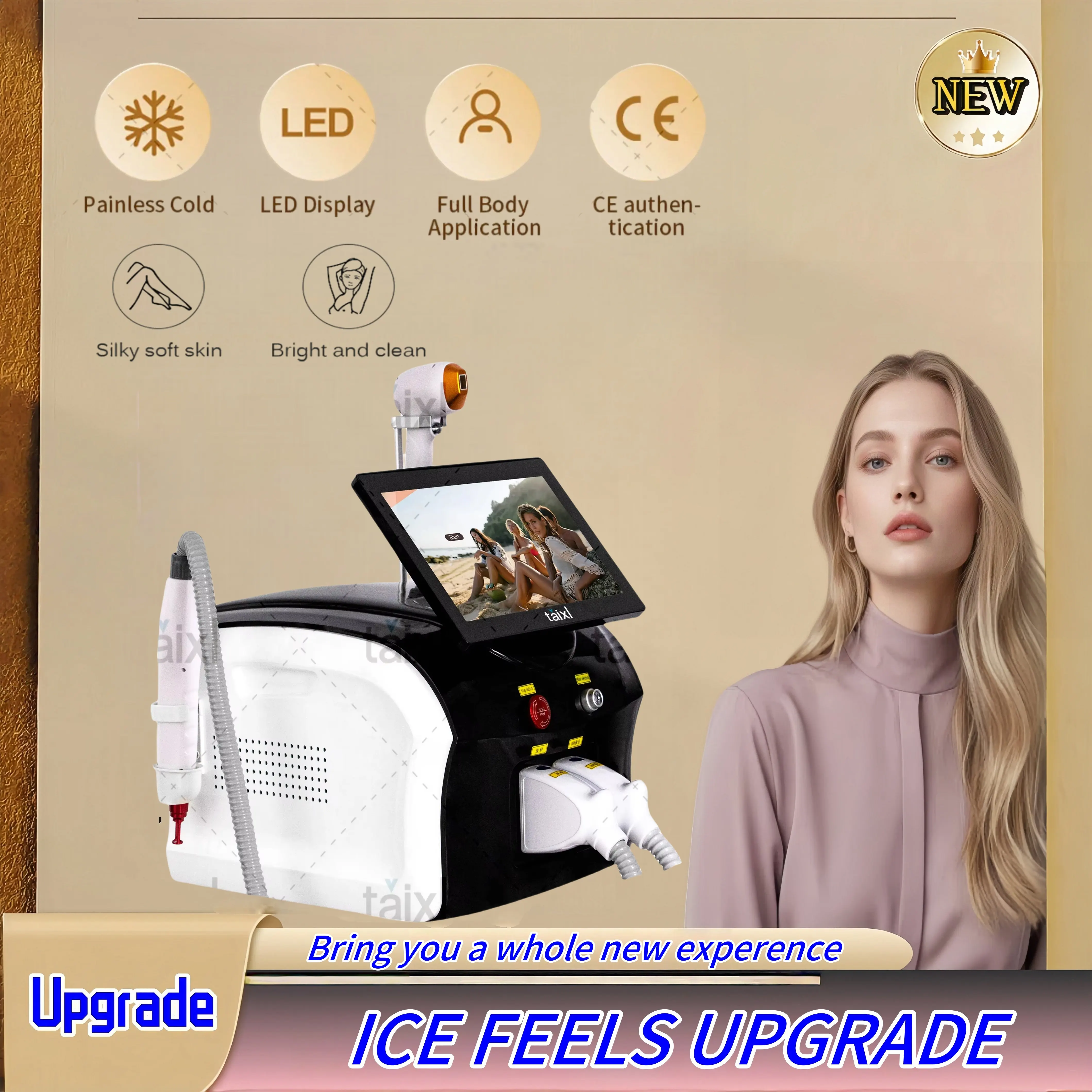 عالية الطاقة تبريد الجليد غير مؤلم 808nm الكسندريت تكنولوجيا إزالة الشعر المتقدمة البلاتين تجميد العناية الدائمة تحت الإبط الجسم