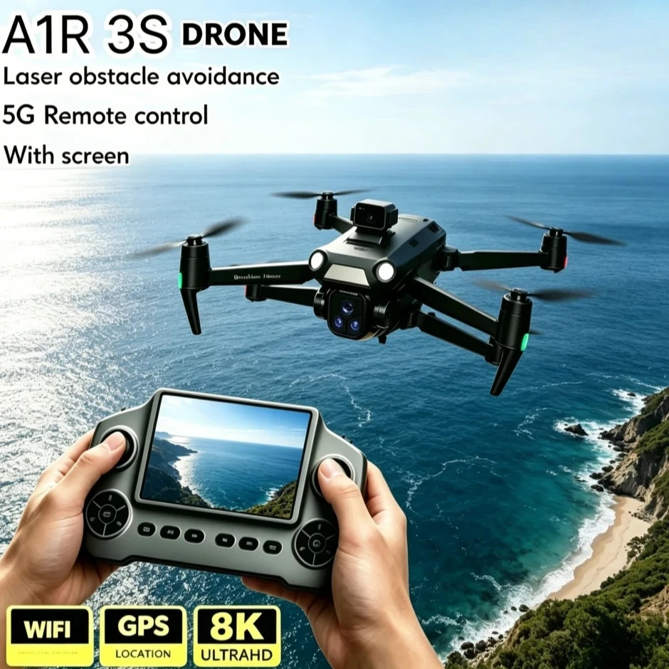 Original A1R Drone GPS 8KHD 5G WIFI FPV Foldable Quadcopter Brushless Motor Laser Obstacle Avoidance Large Screen Remote Control