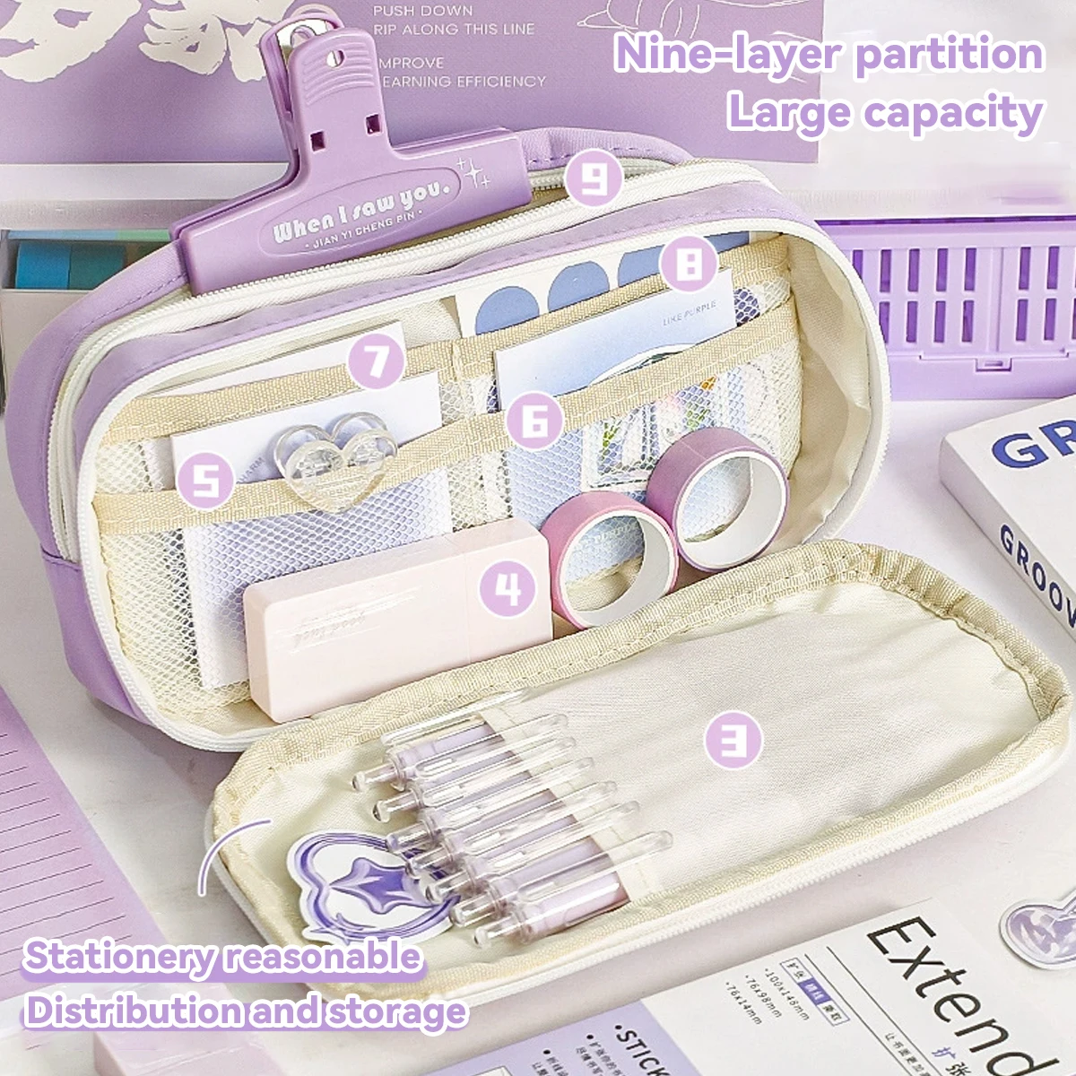 2025 Nuovo Kawaii Doppio Coulisse Astuccio Super Carino Design Creativo Astuccio per matite di grande capacità di alto valore Scatola di cancelleria