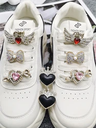 2PCS Heart Arrow Shoelace Charms ABS Rhinestone Buckle Decorations DIY Bling Wing Shoe Lace Clips Accessories Fit Women Sneakers