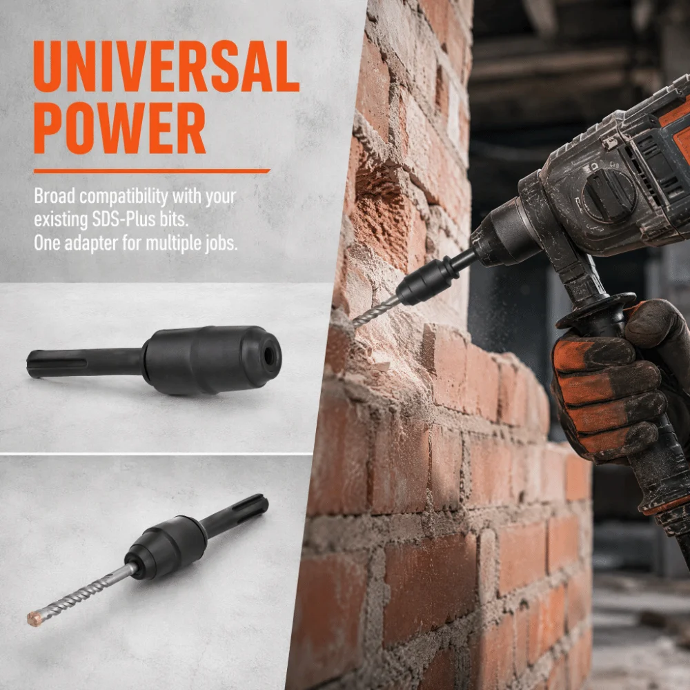 40Cr Steel SDS Max to SDS Plus Adapter Anti Corrosion Finish Sandblasted Surface Hammer Drill Adapter Anti Rust Coating