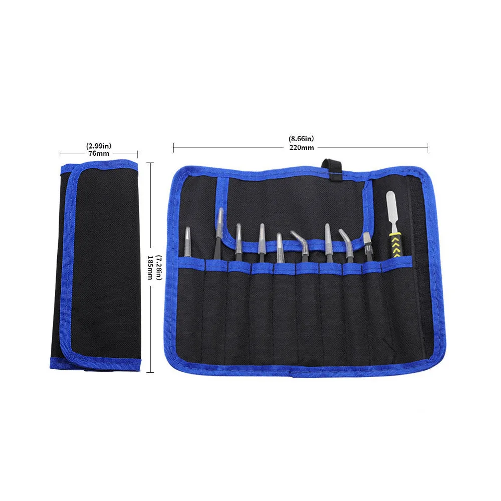 10Pcs/Set Precision Anti-Static Curved & Straight Tweezers Stainless Steel ESD Industrial Repair Tool Kit Electronic Components