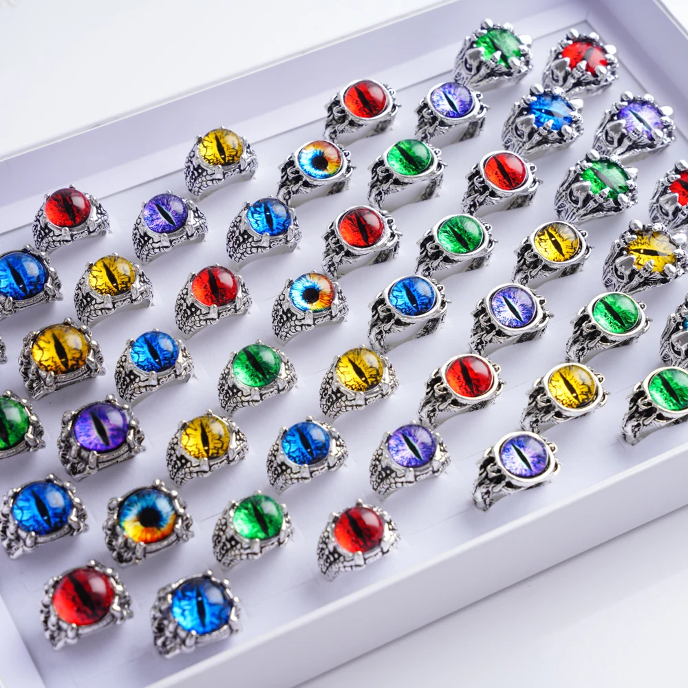 10/20/30 قطعة/الوحدة سحر الموضة خمر القوطية متعدد الألوان البومة خواتم للرجال النساء مجوهرات اكسسوارات الشرير مختلط نمط هدايا الحفلات #2