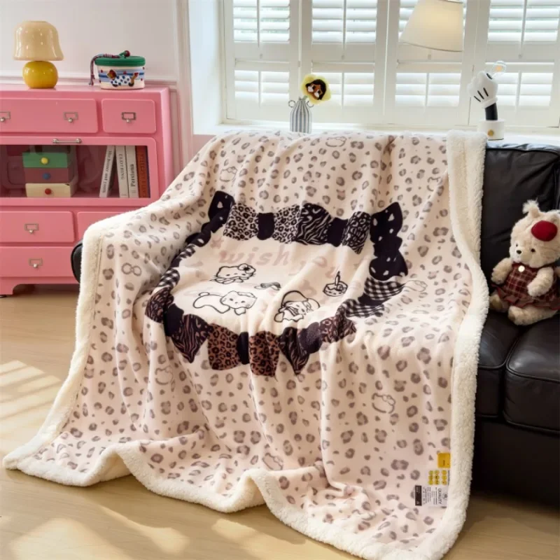 2026 New Cartoon Printed Lamb Fleece Fluffy Warm Blanket Multi Purpose Lightweight Cozy Throw Blanket for Couch Bed Office Nap