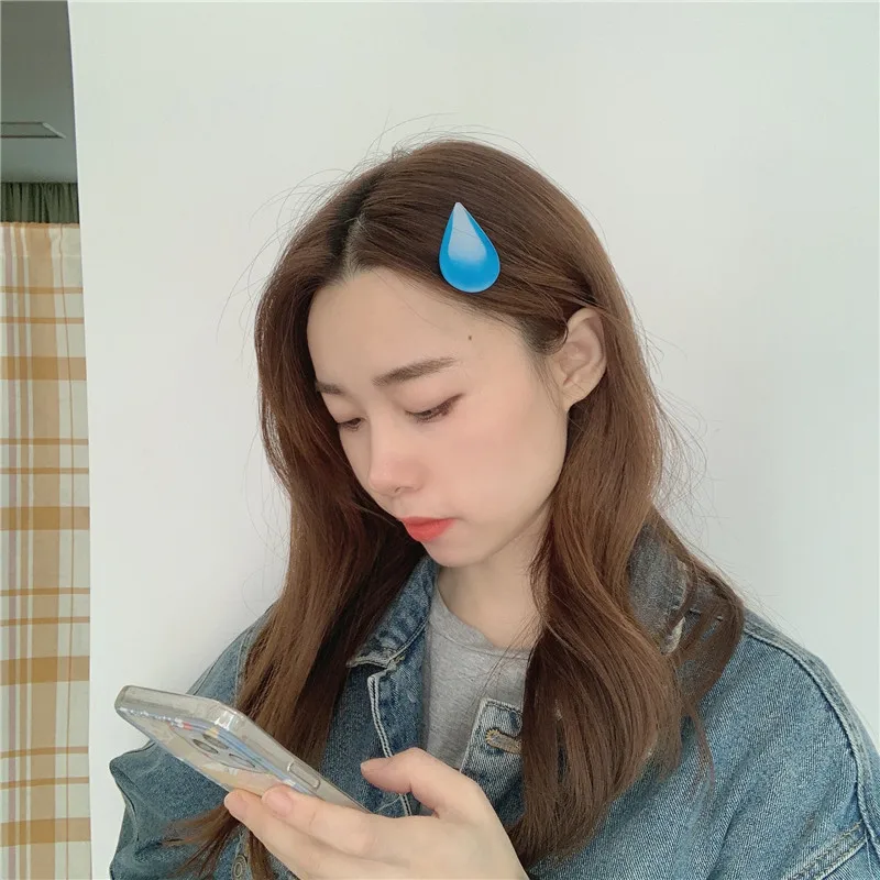 Water Drop Hairpin Expression Handmade Hair Clips for Finished Products Sweating Clip Sweaty Hair Clip Funny Side Clip Wholesale