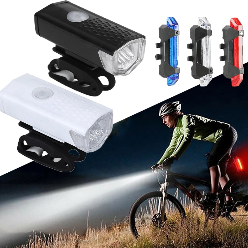 USB Rechargeable Bike Light Waterproof Bicycle Light Front Back Rear Taillight Cycling Safety Warning Light Bicycle accessories