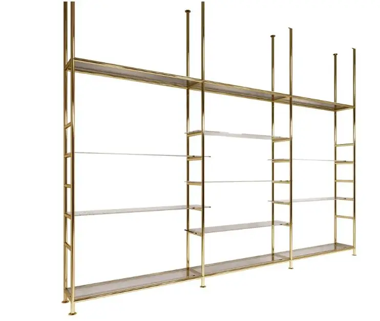 Estante de exhibición para zapatería, columna de pared, Zapatero para sala de transmisión en vivo de acero inoxidable, estante de exhibición para bolsas de tienda de ropa