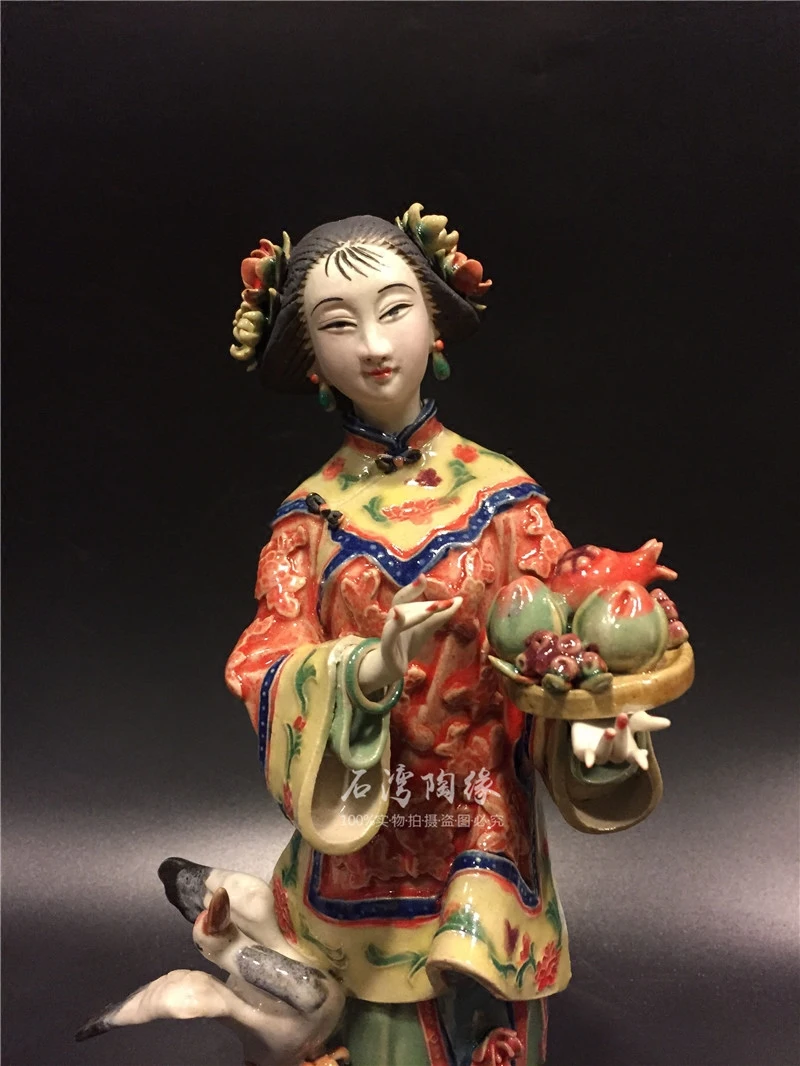 Shiwan doll home living room TV cabinet study Chinese classical lady ceramic ornament