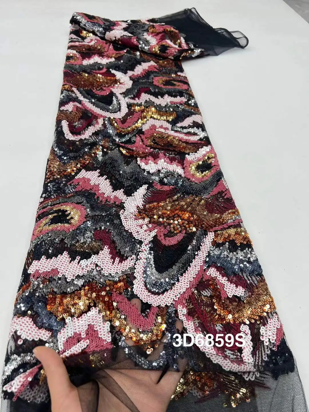 Tela de encaje con cuentas para novio, bordado francés de lujo de alta gama, con lentejuelas, 5 yardas, material de alta calidad para vestidos de fiesta