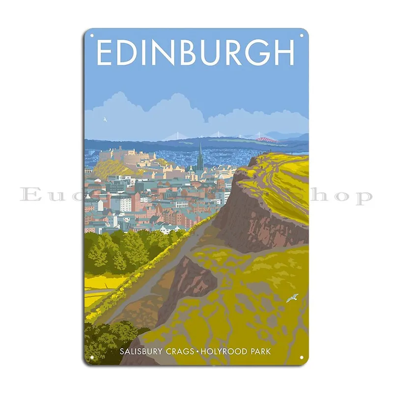 Endinburgh Salisbury Crags Metal Sign Wall Cave Plaques Create Party Print Tin Sign Poster