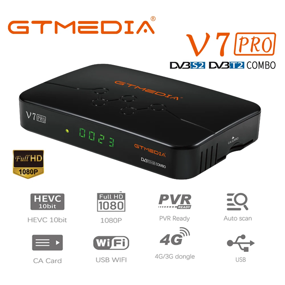 GTMEDIA V7Pro DVB-S2/S2X + T/T2 CA 카드 위성 수신기 1080p 업그레이드 GT 미디어 V7S TV 수신기 디코더