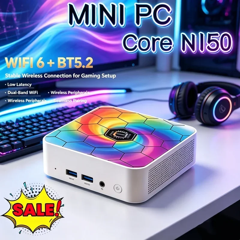 2026 Silent Core N150 MINI PC Windows 11 Smooth Touch Pocket Sized Workstation RAM 1TB SSD WIFI 6 BT5.2 4K HD Mini Gaming Office