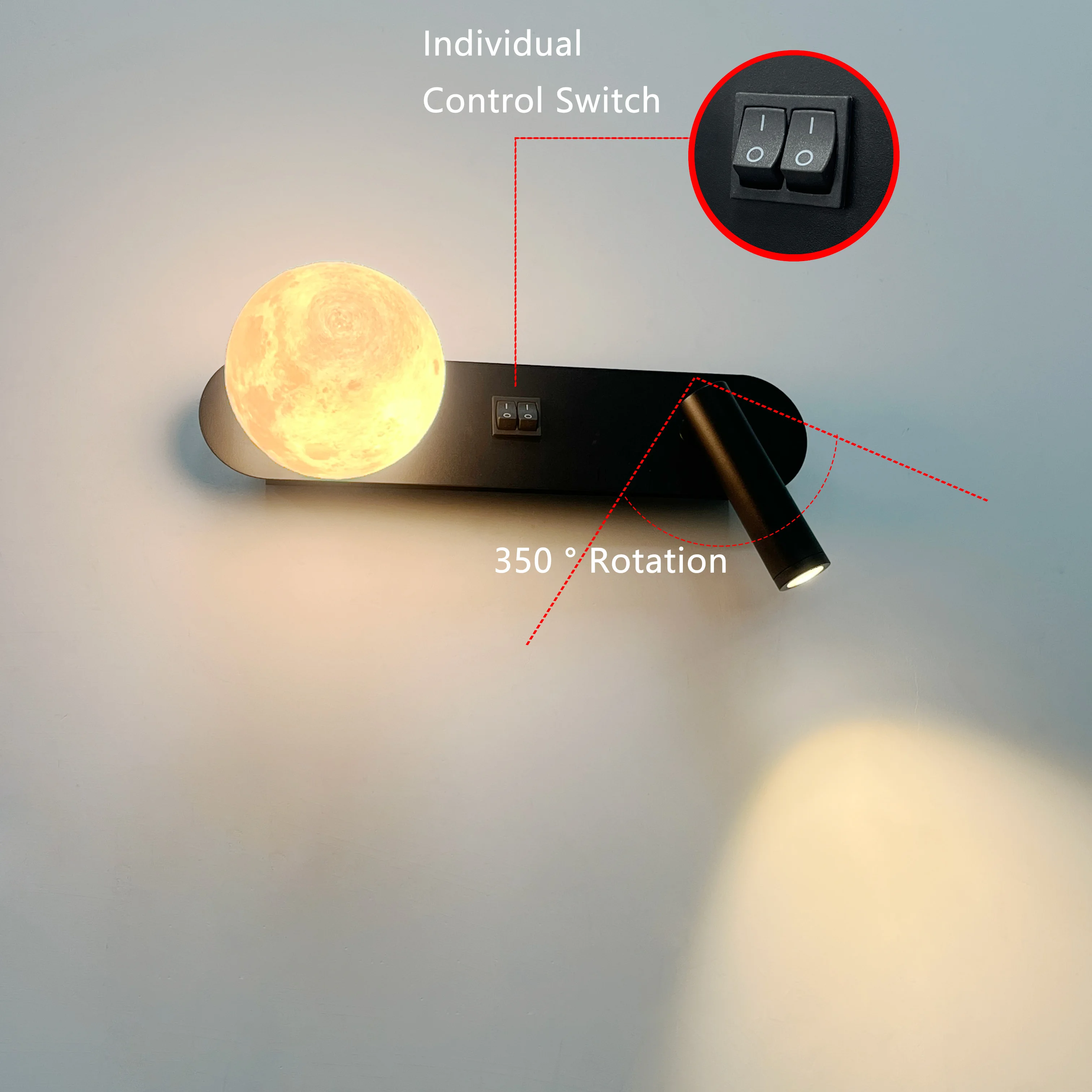 

Indoor LED Wall Lamps with Switch & 350° Rotatable Spotlight Hardwired Wall Mounted Wall Lighting Wall Sconce for Bedroom Aisle