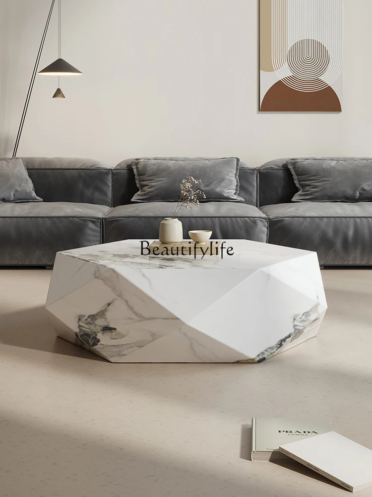 Italian Diamond Coffee Table Small Apartment Living Room Modern Simple Creative Personality Stone Plate Tea Table