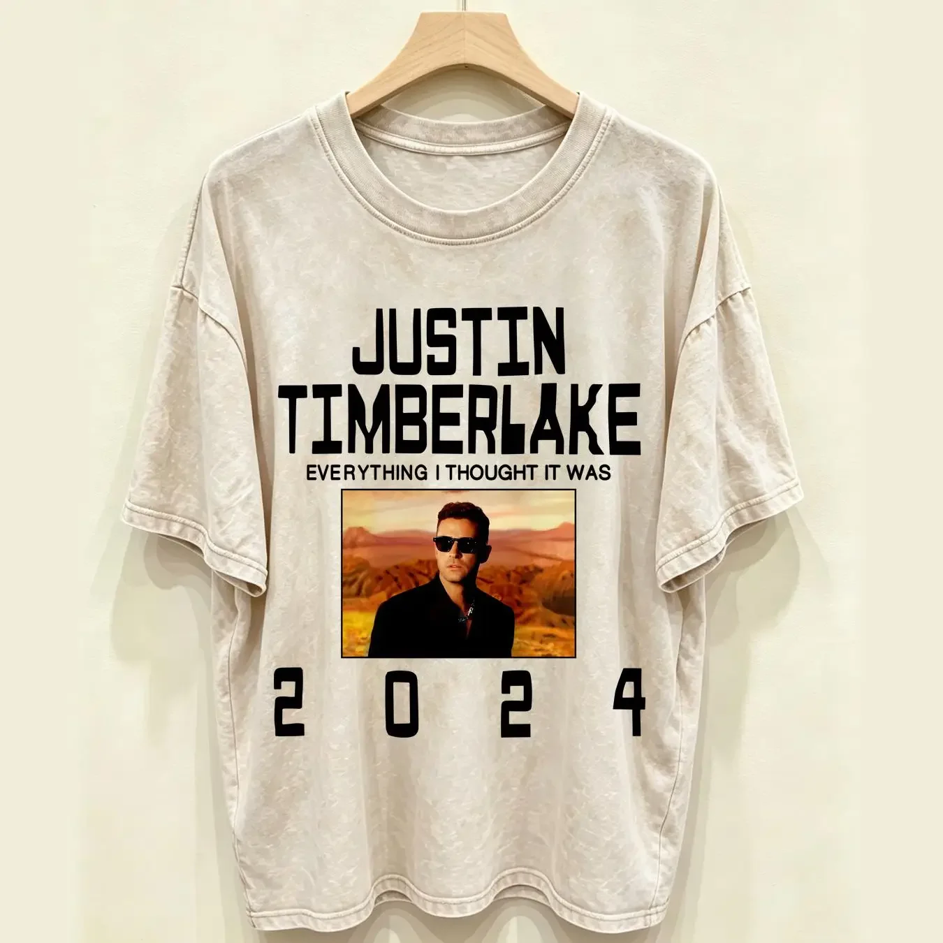 washed T Shirt Justin Timberlake Everything I Thought It Was 2024 long or short sleeves vintage Washed Casual Soft Stylish