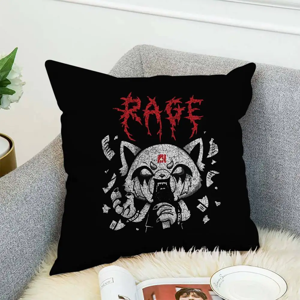 

Aggretsuko Pillow Case Double-Sided Printing Cushion Cover 45x45 Decorative Cushions Sofa Home Decor Soft Pillowcase