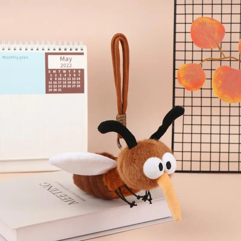 Funny Mosquito Stuffed Plush Bag Pendant 1Pcs Weird Soft Animal Toy Decor for Schoolbag Backpack Small Gift for Classmates