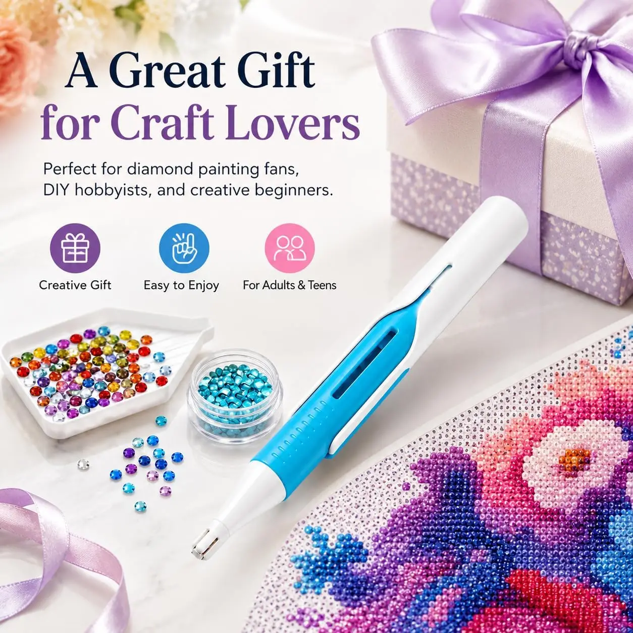 Automatic Diamond Painting Pen Wax Free Bead Dispenser For 2.8mm Round Drills Diamond Art Drill Picker Tool No Wax Required DIY