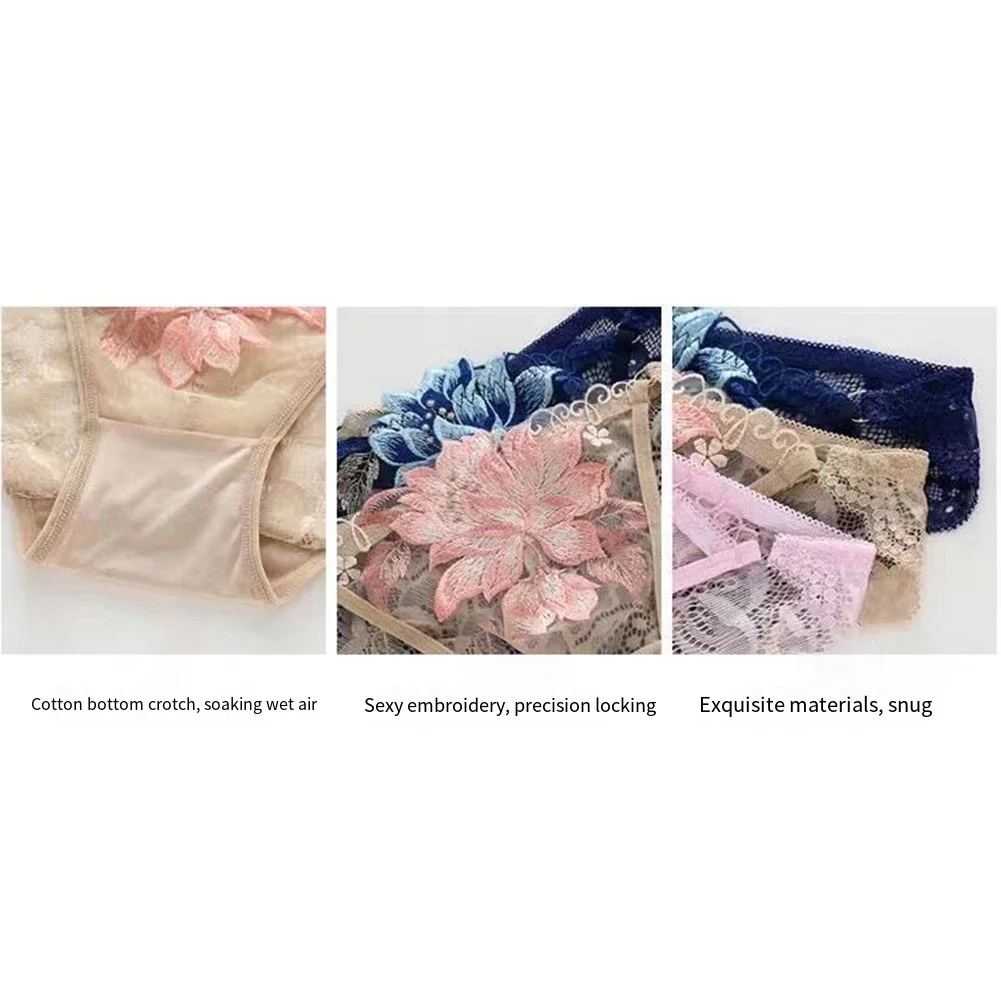 Sexy Hot Women Summer Cool Briefs Breathable Lace Sheer Embroidery Underwear Fashion Floral Knickers Shorts