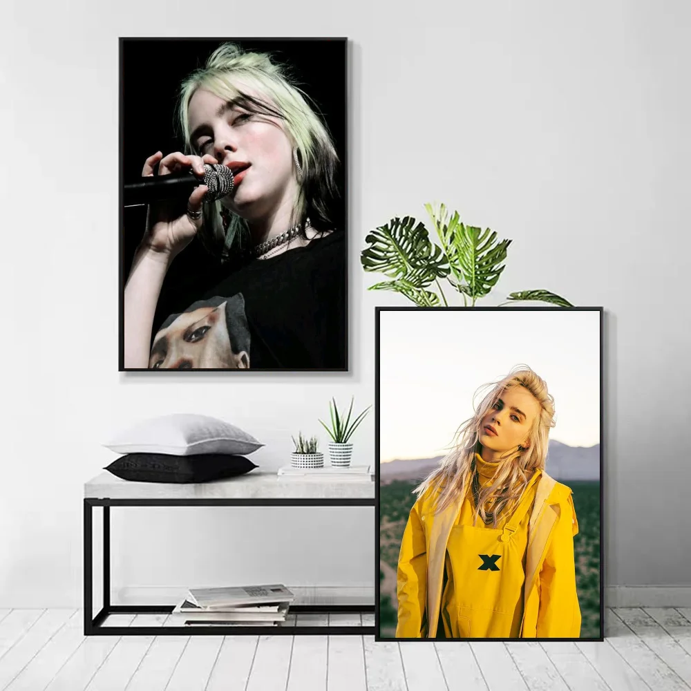 1pc Famous Singer Billie Singer Poster Self-adhesive Art Waterproof Paper Sticker Coffee House Bar Room Wall Decor