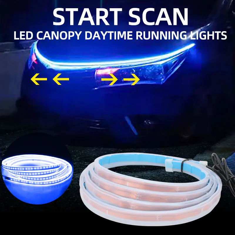 Scan Starting LED Car Hood Light Strip Flexible Daytime Running Light Strip Universal Auto Engine Hood Guide Decorative Lamp