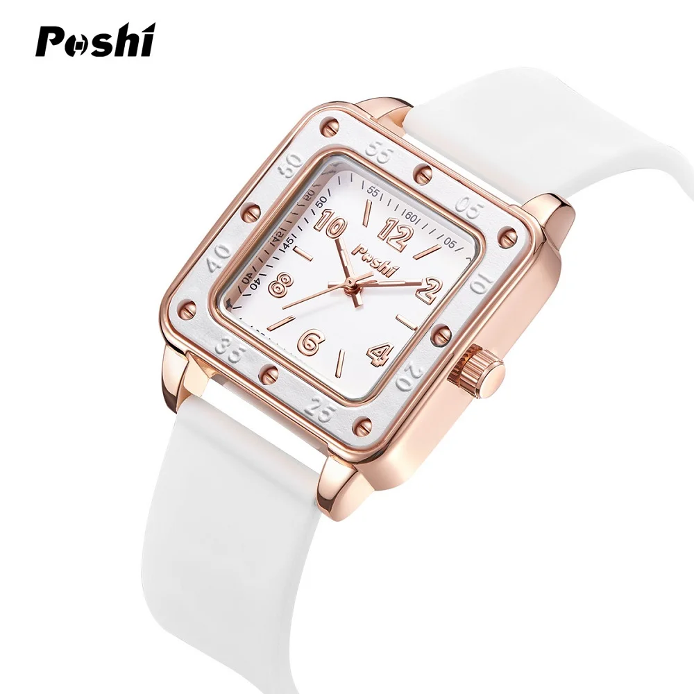 POSHI New Watch for Women Fashion Casual Quartz Wristwatches Silicone Strap Green Dial Women\'s Business Watches Montre Femme