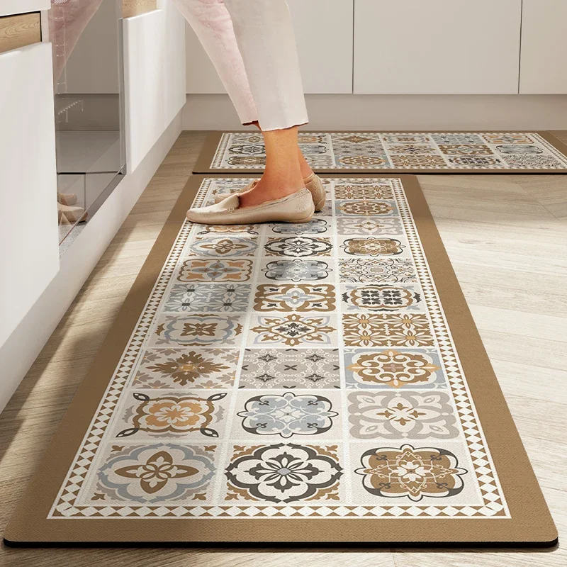 VIKAMA American Retro Kitchen Floor Mat Diatomaceous Mud Absorbent Wipe Bathroom Non-Slip Waterproof Carpet Home Decoration