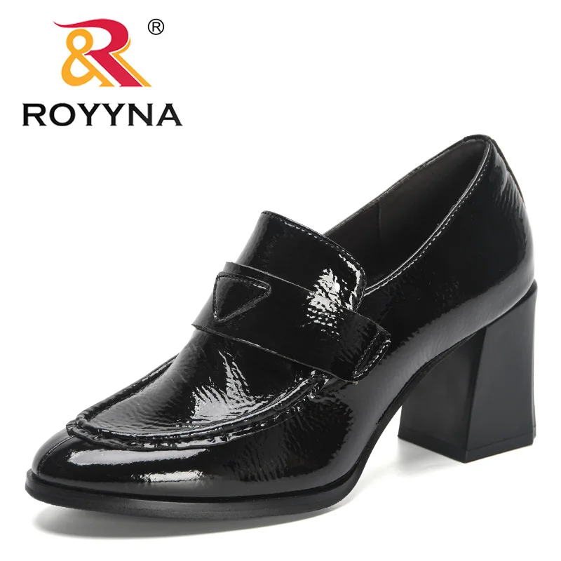 ROYYNA 2023 New Designers Pumps Shoes Women Fashion Chunky Block Heel Pumps Shoes Ladies Sweet Fashion Brand Office Dress Shoes