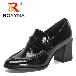 ROYYNA 2023 nowi projektanci pompy buty kobiety moda Chunky Block czółenka buty damskie słodka, modna marki sukienka biurowa buty