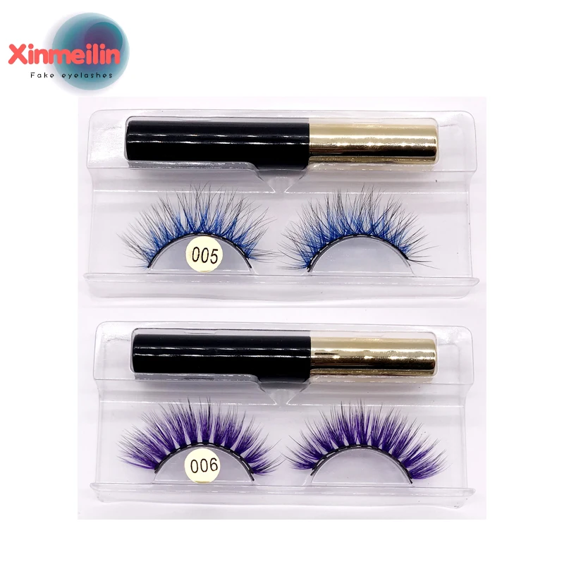 3D Colored Magnetic Eyelashes Set Waterproof Lasting Naturally Magnetic Eyeliner 5 Magnet Makeup Extension COSPLAY False Lashes