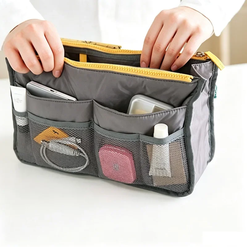 Bag Organizer Insert Large Capacity Handbag Organizer Multi Pocket Storage Bag Travel Portable Inner Bag for Makeup Electronics