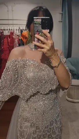 Eshaut&bridal Pärlbroderad sjöjungfruklänning för kvinnor 2025 Elegant hög halsringning långärmad för kvinnor Bröllopsfestklänning anpassad 8 best sales recensioner av aftonklänningar för kvinnor - №7