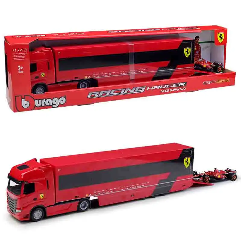 Bburago 1:43 FERRARI SF24 2024 F1 HAULLER SET # 16 CHARLES LECLERC MERCEDES-AMG W15 liga carro de luxo fundido modelo de carro série de brinquedos