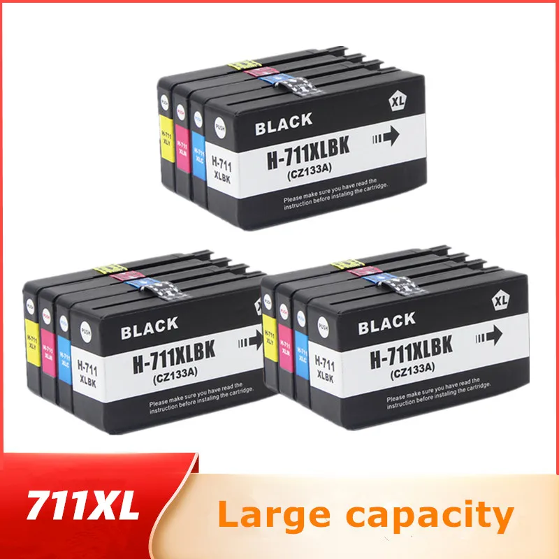 12 Pieces Compatible For HP 711XL 711 HP711 Ink Cartridge Full With Ink For HP DesignJet T120 T520 Printer