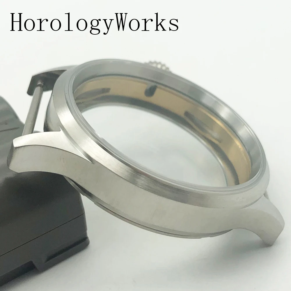 43mm Stainless Steel Case Sapphire Glass Fit ETA6497/6498 ST3600/3620 Movement Black Silver Watch Parts