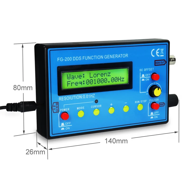 AK51-FG200 DDS Function Signal Generator Frequency Counter 0.01Hz - 500Khz Signal Source Module Sine+Square+Sawtooth Waveform