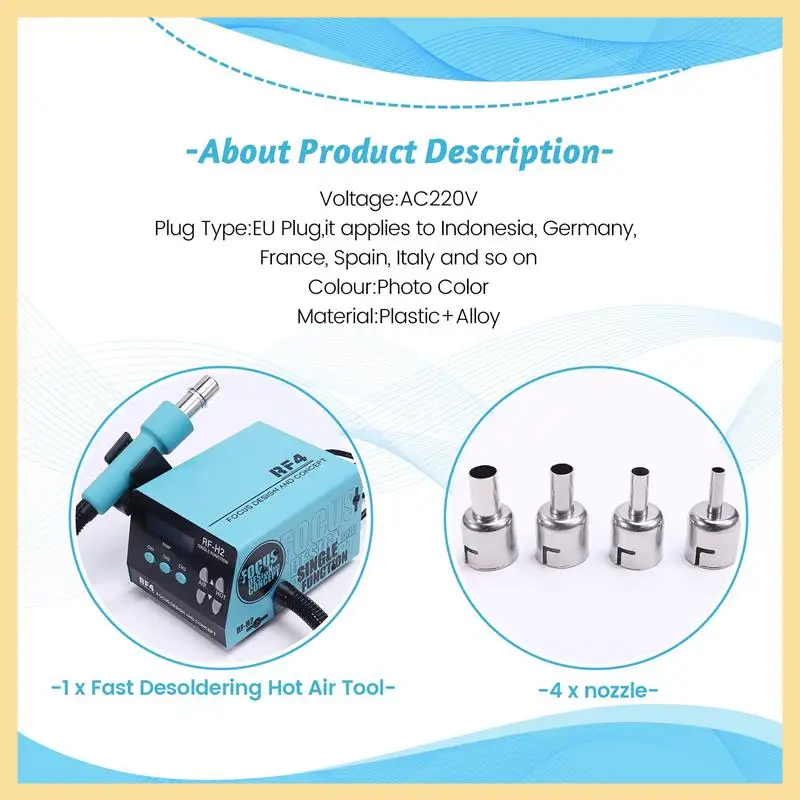 

GOOD-RF-H2 1000W Fast Desoldering Hot Air Tool Soldering Station Digital Intelligent BGA Rework Station To PCB Chip