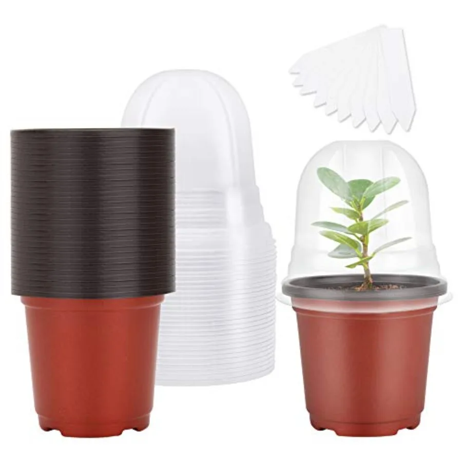 

30 Sets Plant Nursery Pots with Humidity Dome, Soft Transparent Plastic with Labels, Perfect for Seed Starting