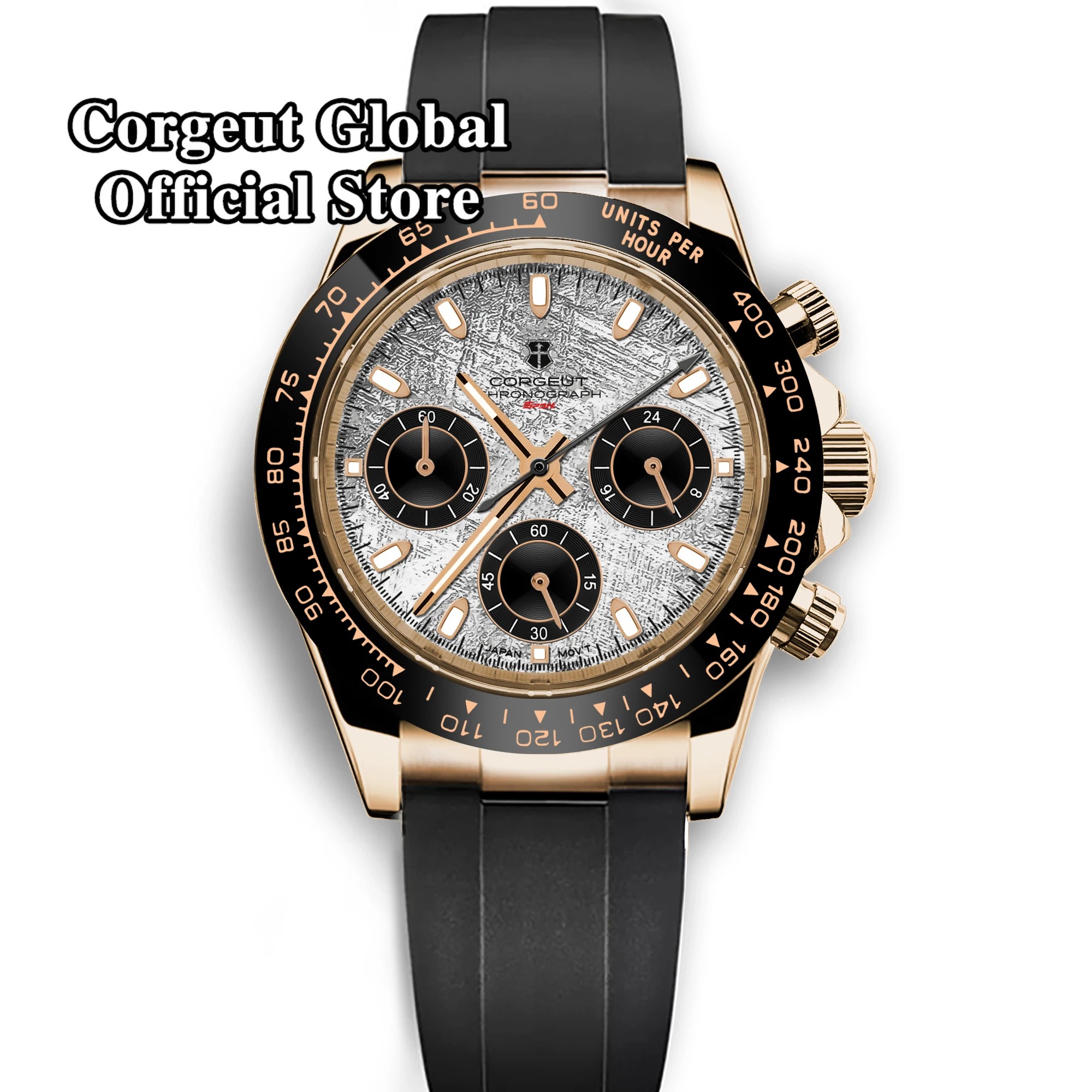 Corgeut Men Watch Sport 24 hours Multifunction Watches Top Brand Luxury  full chronograph Quartz Rubber Men Relogio Masculino