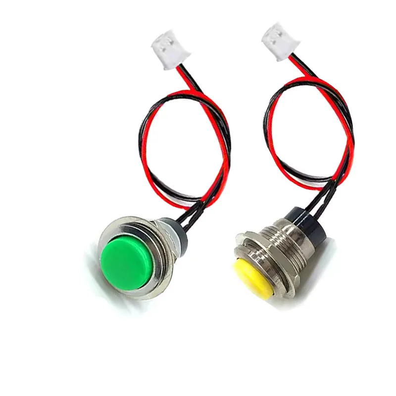 10PCS 12mm installation holes, circular button switch, DS318, self-resetting, lock-free, push-button switch, with terminal wires