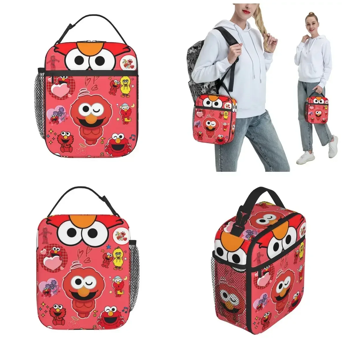 Cookies Monsters Elmo Thermal Insulated Lunch Bags for Picnic Portable Bento Box Thermal Cooler Food Box