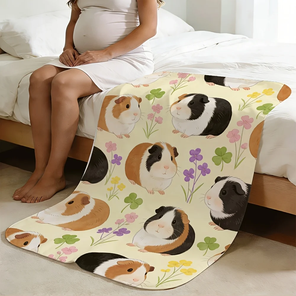 Cute Hamster Pattern Polyester Throw Blanket for Nursery Kids Bedroom Decor Pet Lover Gift Whimsical Pet Theme Accent Rug