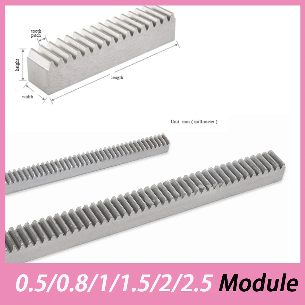 1pcs 45# Steel 0.5 0.8 Mod-2.5 Mod Gear Rack Transmission Rack Length 300mm/500mm DIY Model Makeing Drive Materials Accessories