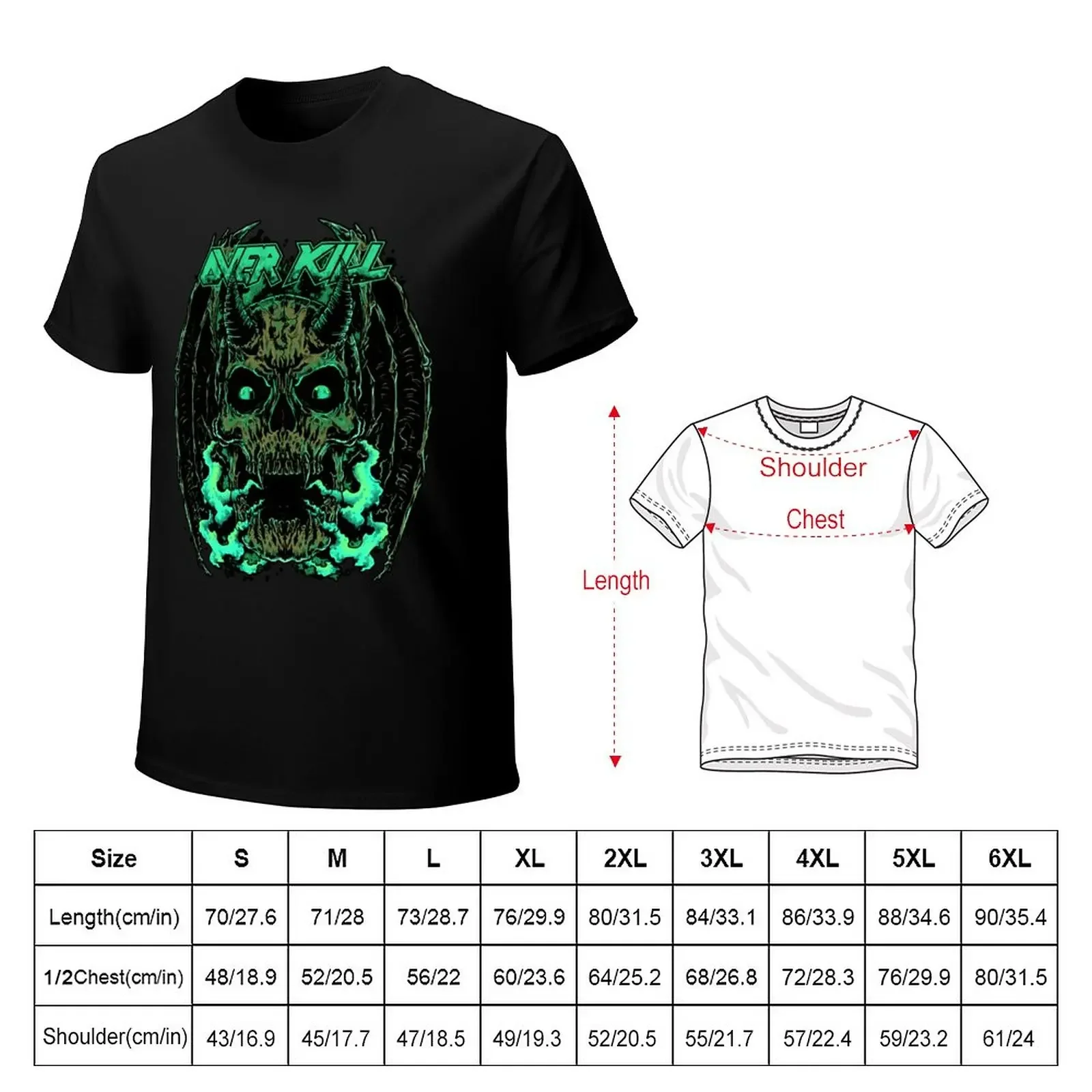 Overkill skull art T-Shirt vintage clothes Short sleeve tee plain mens graphic t-shirts