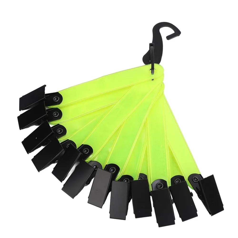 12PCS Durable Fluorescent Reflective Trail Markers PVC Iron Clips High Visibility Tree Tacks Clip On Trail Markers for Hiking