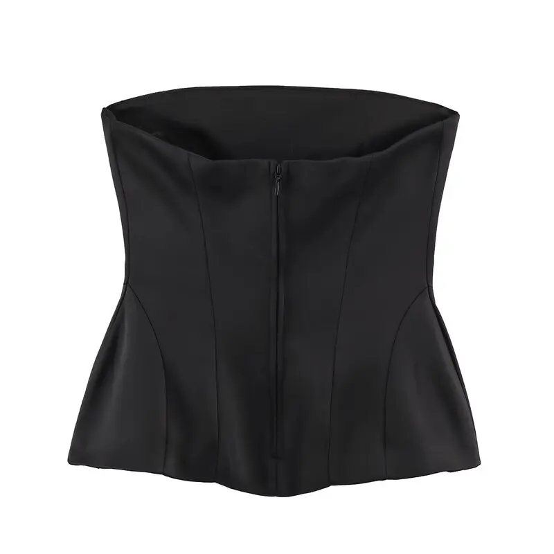 Fall 2026 Women's Slim Fit Nine-Point Short Skirt Style Top Comfortable Pure Color Commute Style Backless Design No Padded