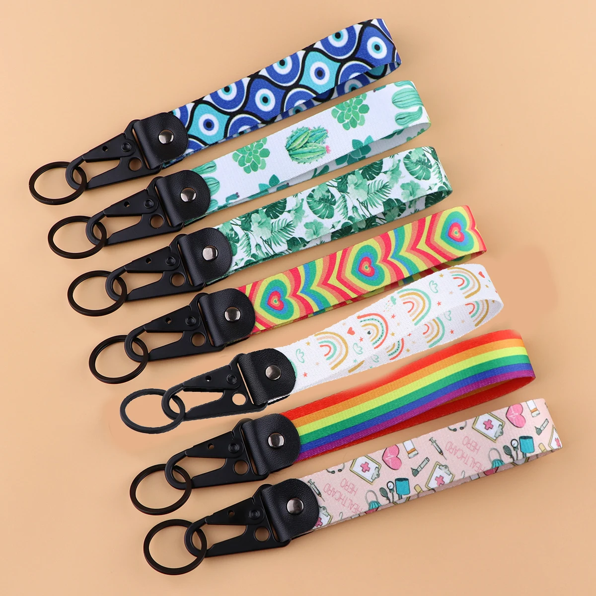

Doctor Nurse Short Phone Strap Car Keychain Wrist Strap Rainbow Lanyard for Keys ID Card Badge Holder Gay Accessories