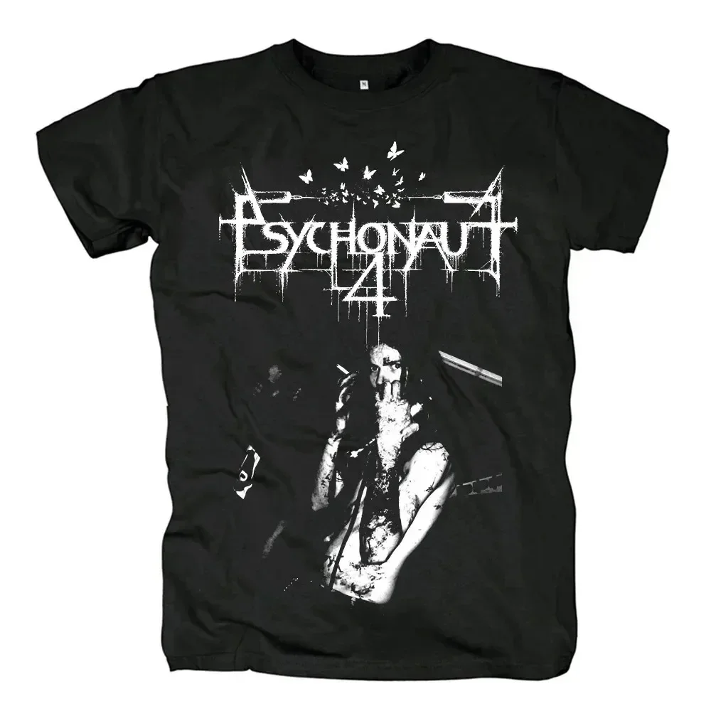 Psychonaut4 camiseta banda de metal preto dos homens diversão padrão impressão algodão t camisa harajuku streetwear camisetas roupas unisex